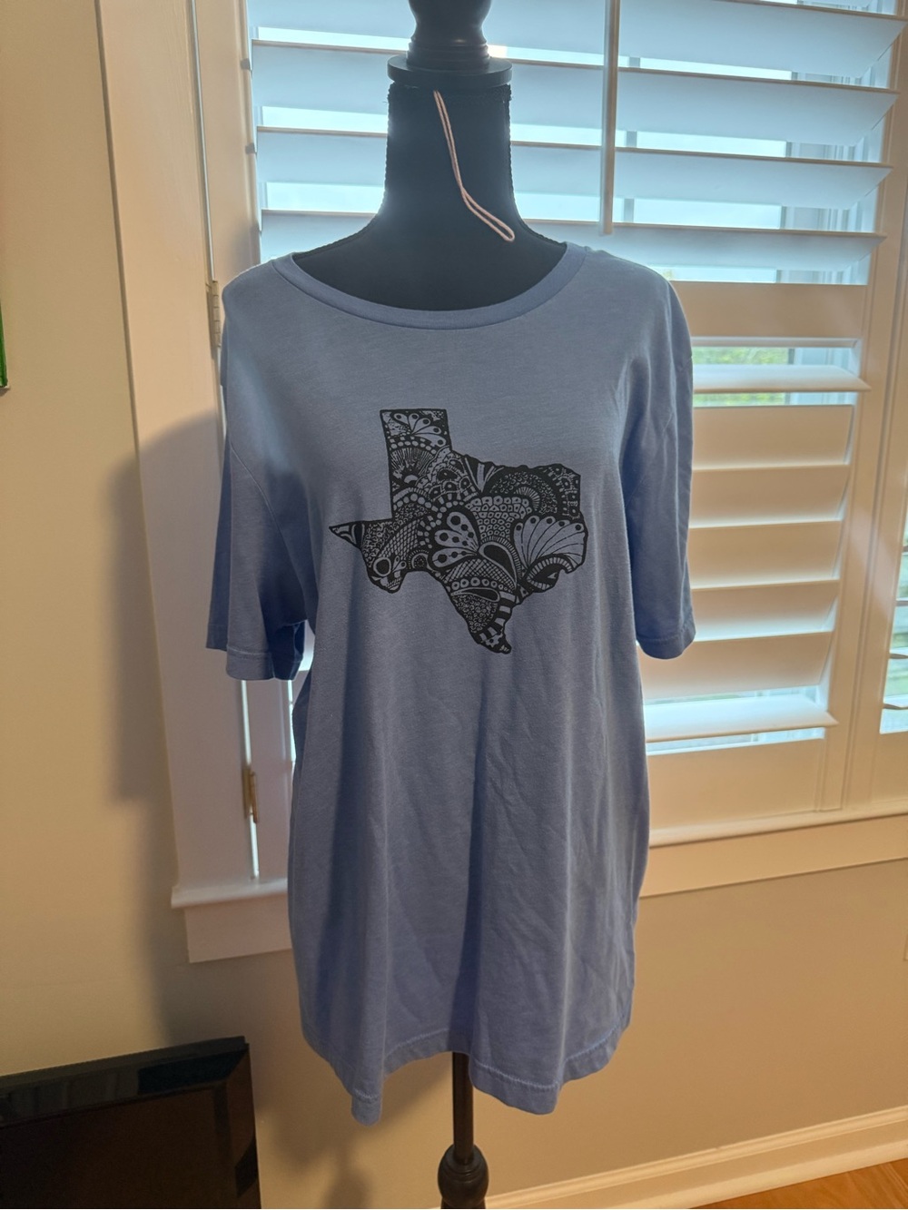 Bella Canvas Light Blue Short Sleeve Tee with Black Texas Print